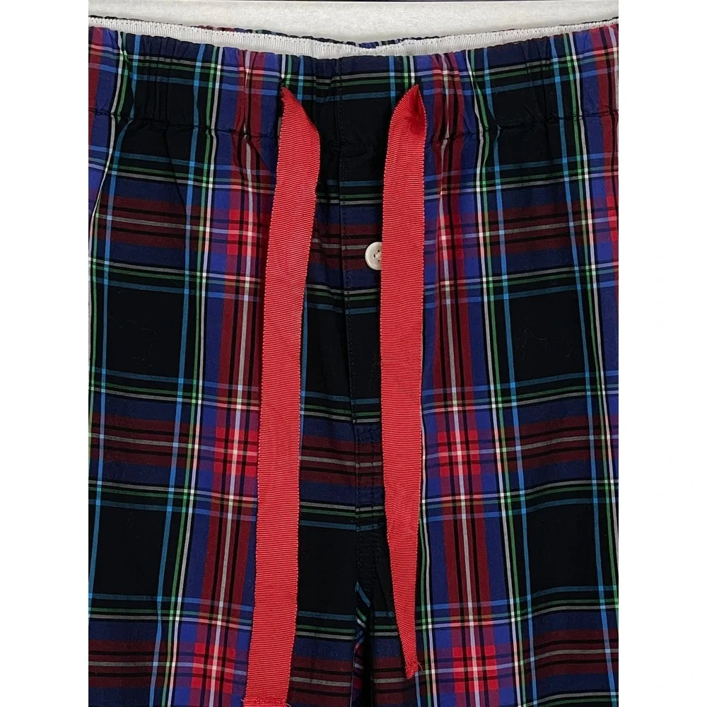 J.Crew L Red Black Green Plaid Cotton Pajama Pants Drawstring‎ Pockets Sleep
